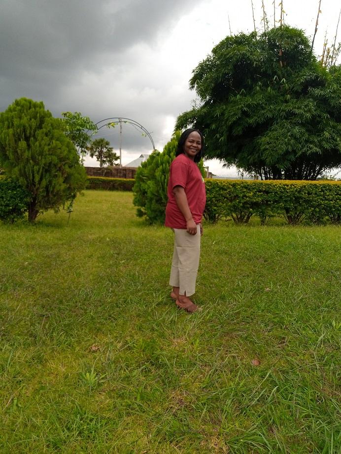 Tassie Ghata in her yard, in Jos, Nigeria. (courtesy the Ghatas)