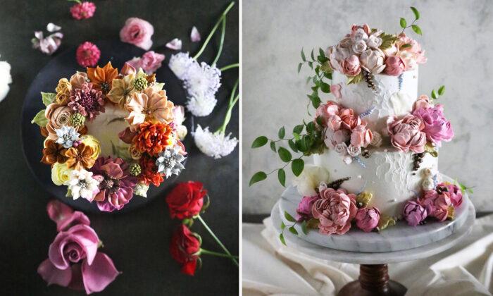 Pastry Chef Turns Cakes Into Art With Photorealistic Bouquets of Buttercream Flowers