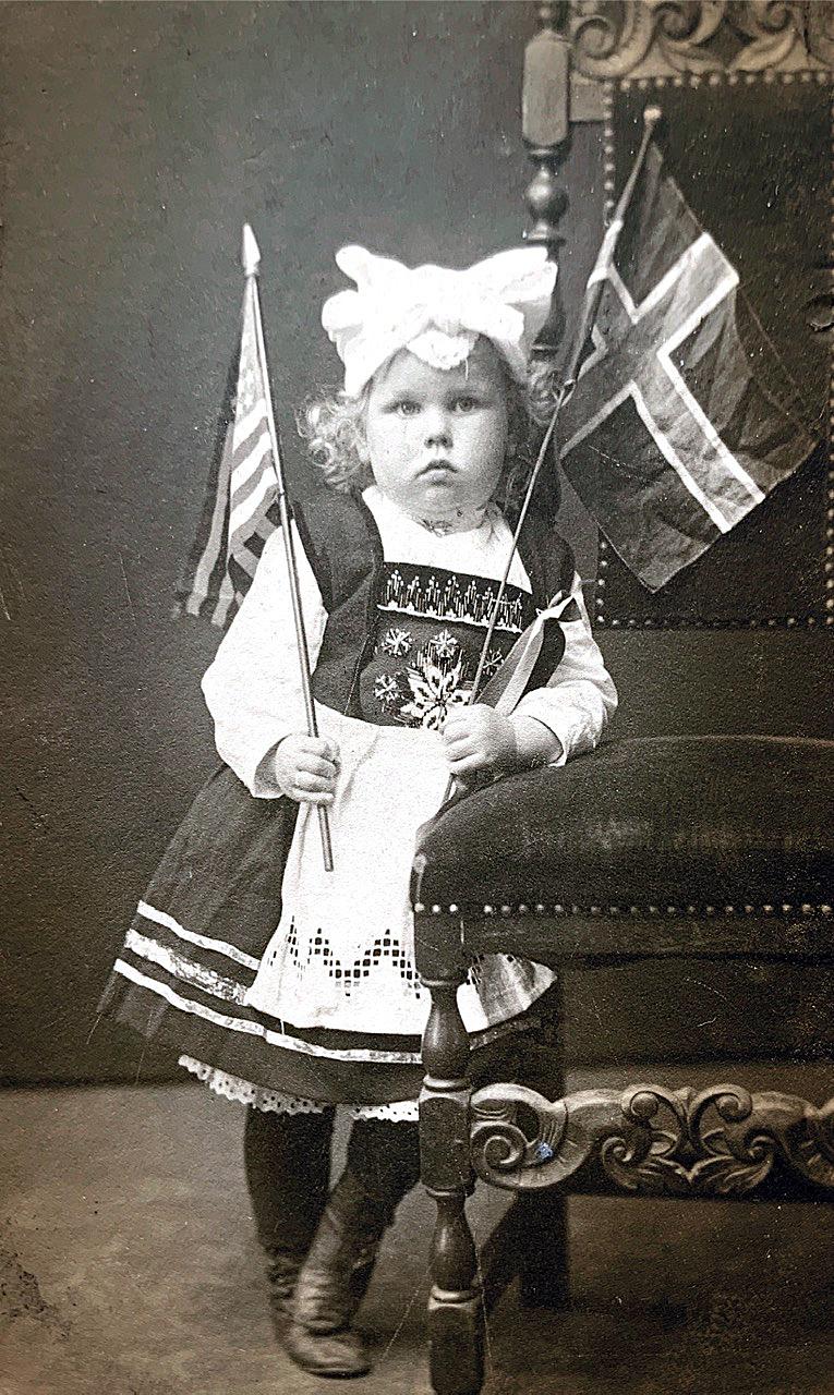 The author's mother, Helen Marie Willamsen, age 3, celebrating in her bunad, or traditional Norwegian costume. (Courtesy of Charlotte McDonald)