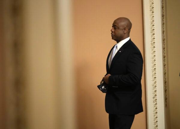 Sen. Tim Scott (R-SC) walks through the US Capitol before he delivers the Republican response to President Joe Biden's address to Congress on April 28, 2021, in Washington, DC. (Drew Angerer/Getty Images)