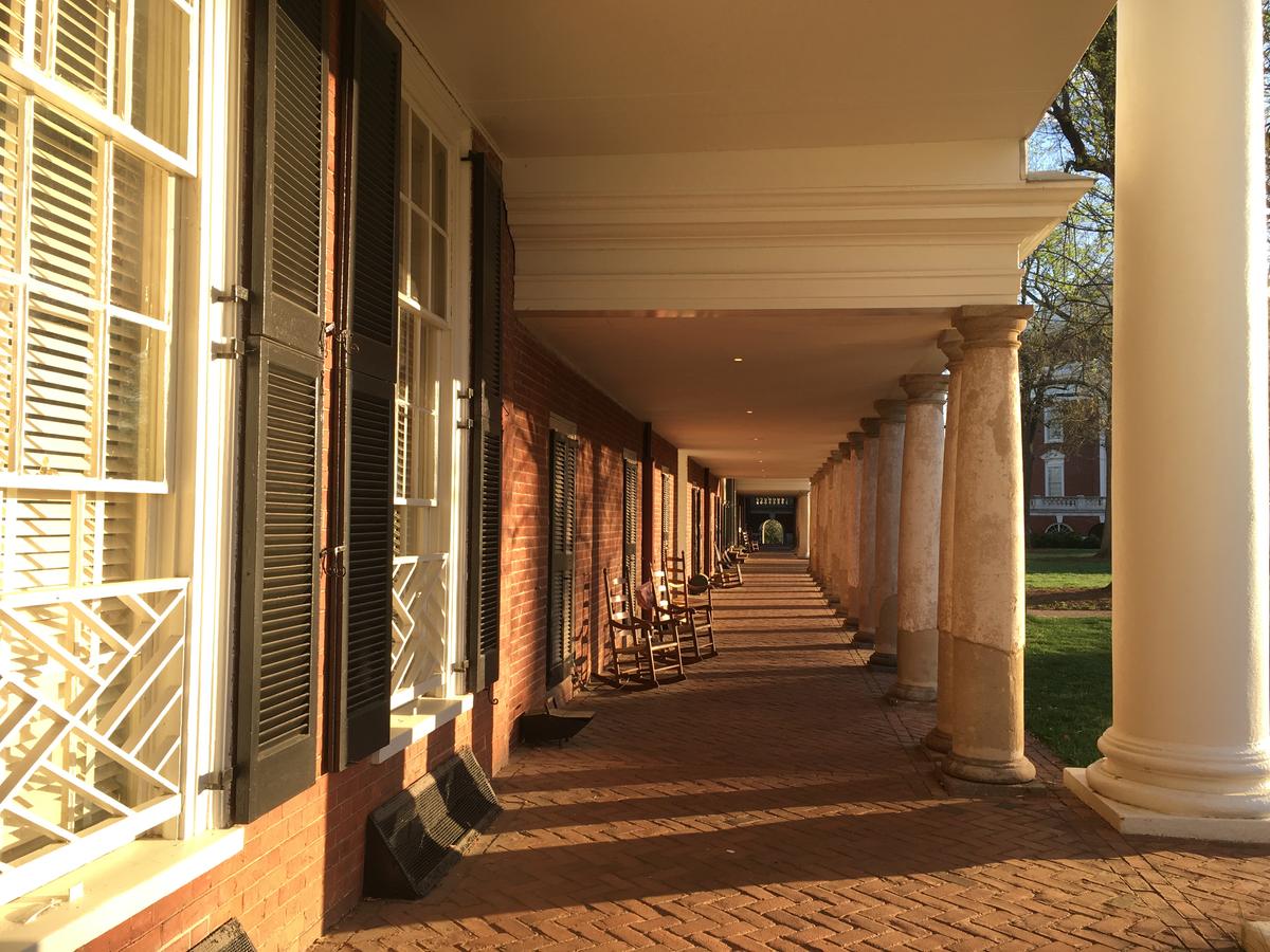 A view down the colonnade connecting the pavilions. (Bob Kirchman)