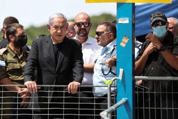 Israeli Prime Minister Benjamin Netanyahu visits the scene where dozens were killed in crush at a religious festival in Mount Meron, Israel, on April 30, 2021. (Ronen Zvulun-Pool/Getty Images)