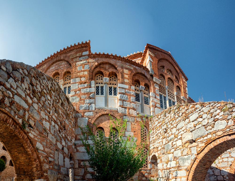 The historic walled monastery of Hosios Loukas in Greece is a masterpiece of Middle Byzantine art and architecture. (Karl Allen Lugmayer/Shutterstock)