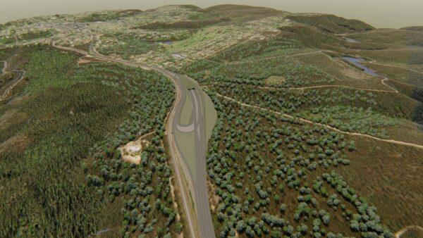 A supplied image obtained May 3, 2021, of an animation still of the proposed Blue Mountains tunnel. (AAP Image/NSW Government)