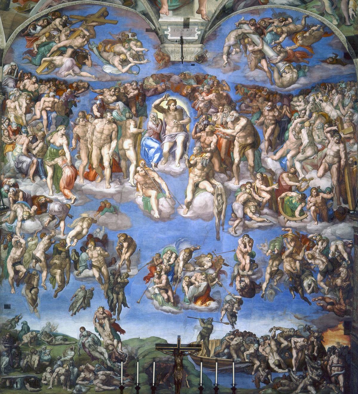 "The Last Judgement," circa 1536–1541, by Michelangelo. Fresco; 14.9 by 13.3 yards. Sistine Chapel in Rome. (Public Domain)
