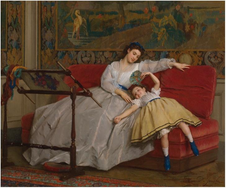 “Mother With Her Young Daughter,” 1865, by Gustave Léonard de Jonghe. (Public domain)