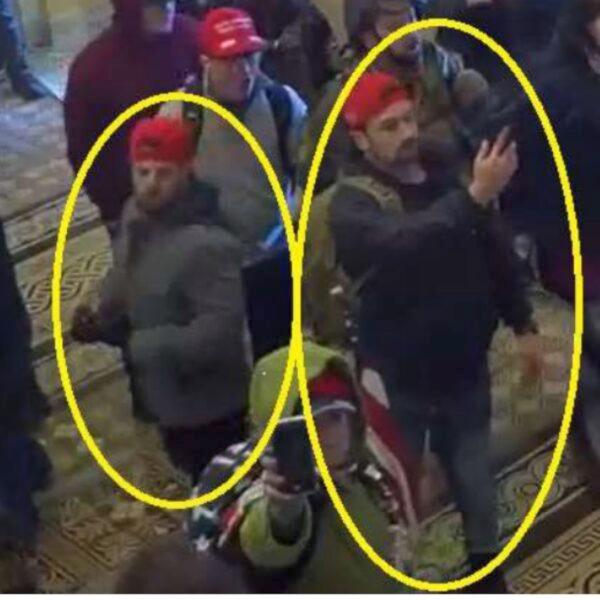 Brandon Nelson (left) and Abram Markofski allegedly inside the U.S. Capitol building in Washington D.C. on Jan. 6, 2021. (Courtesy of FBI)