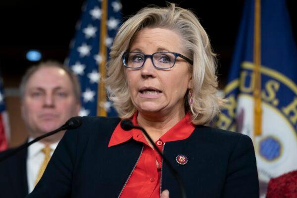 House Republican Conference chair Rep. Liz Cheney (R-Wyo.) speaks to reporters during a press conference in Washington on Feb. 13, 2019. (J. Scott Applewhite/AP Photo)