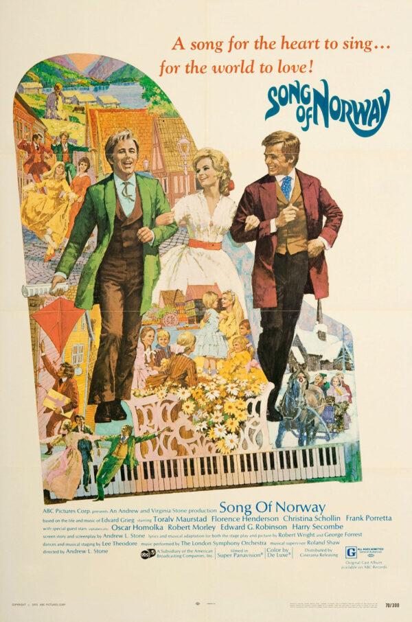 The 1970 film “Song of Norway” was based on composer Edvard Grieg's life and filmed in Norway, where he lived. The soundtrack is Grieg's music with added lyrics. (Cinerama Releasing Corporation)
