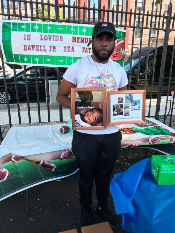 Davell Gardner Sr., 25, the father of the baby Davell Gardner Jr., killed in July in a park in Bedford-Stuyvesant, New York, celebrates his life on Sept. 12, 2020.(Laura Bonilla Cal/AFP via Getty Images)