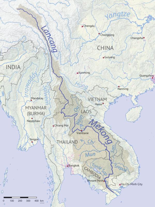 Map of the Mekong river basin. (Wikimedia Commons)