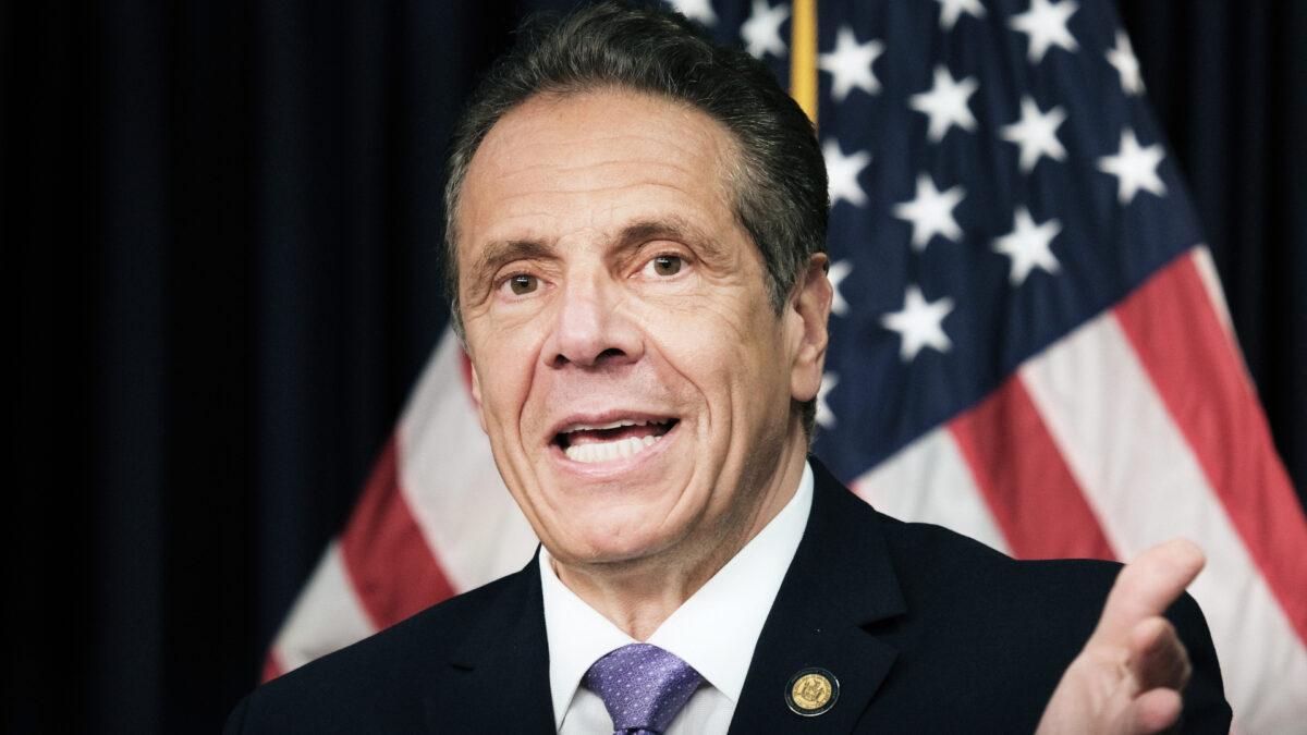 New York Gov. Andrew Cuomo speaks to the media at a news conference in Manhattan in New York City on May 5, 2021. (Spencer Platt/Getty Images)