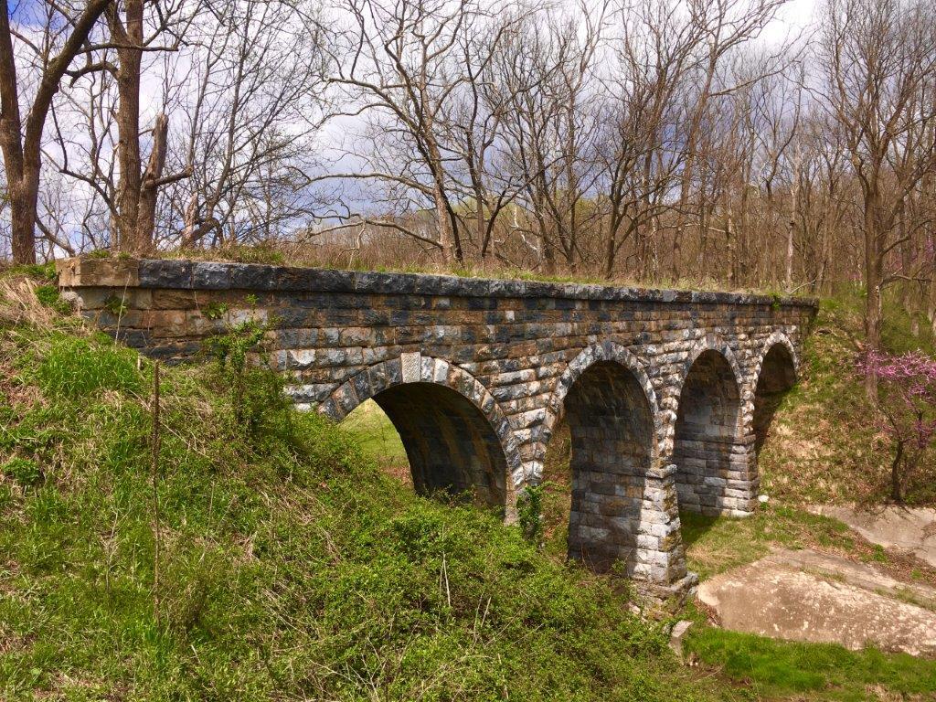 Completed in 1874, this fine arched bridge carried a spur of the B&O into Lexington, Va. (Bob Kirchman)