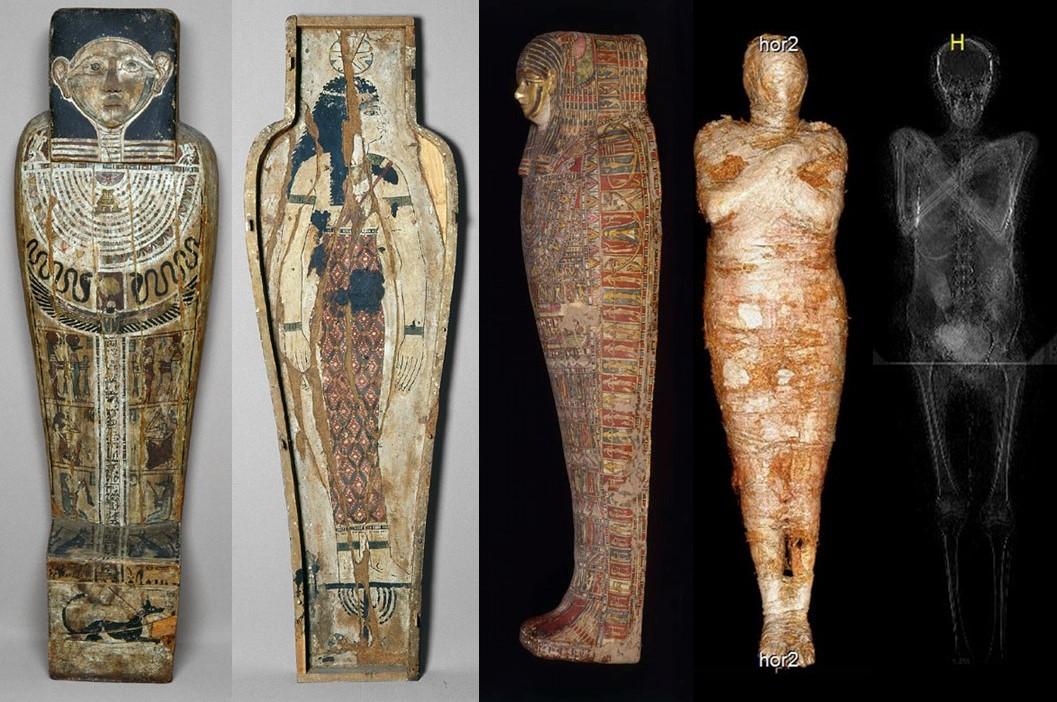 Scanned images of the mummy and sarcophagus. (Courtesy of National Museum in Warsaw and <a href="http://warsawmummyproject.com/en">Warsaw Mummy Project</a>)