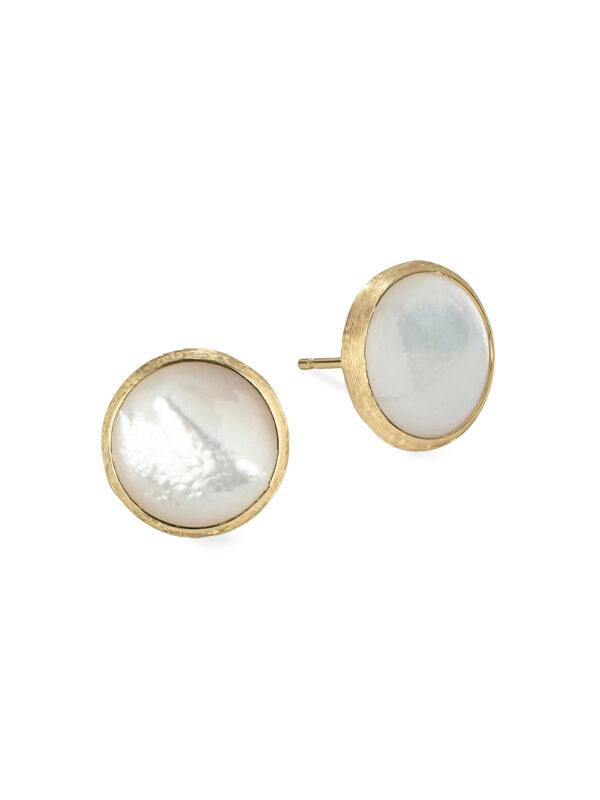 Mother-of-pearl stud earrings with 18K gold rim, by Marco Bicego. (Courtesy of Marco Bicego)
