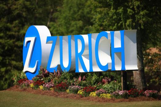 Zurich signage is seen during the first round of the Zurich Classic of New Orleans at TPC Louisiana on April 22, 2021, in New Orleans, Louisiana. (Mike Ehrmann/Getty Images)