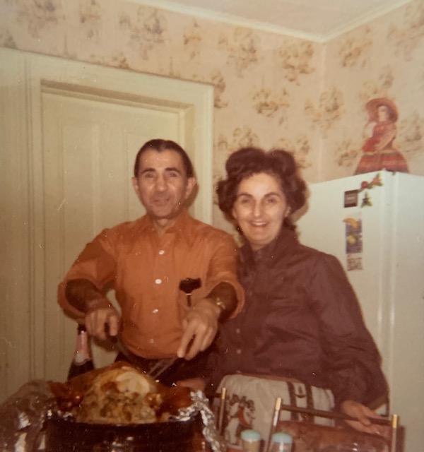 The author's parents in the kitchen of their family home. (Courtesy of Valerie A. Winters)