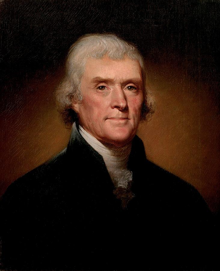 查爾斯‧威爾森‧皮爾(Charles Willson Peale)於1791年創作的托馬斯‧傑斐遜肖像。(Public Domain)