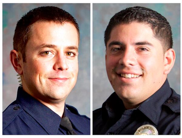 San Luis Obispo Police Det. Luca Benedetti (L) and Det. Steve Orozco (R). (San Luis Obispo Police Department via AP)