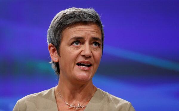 European Competition Commissioner Margrethe Vestager holds a news conference at the EU Commission's headquarters in Brussels on Oct. 4, 2017. (Francois Lenoir/Reuters)