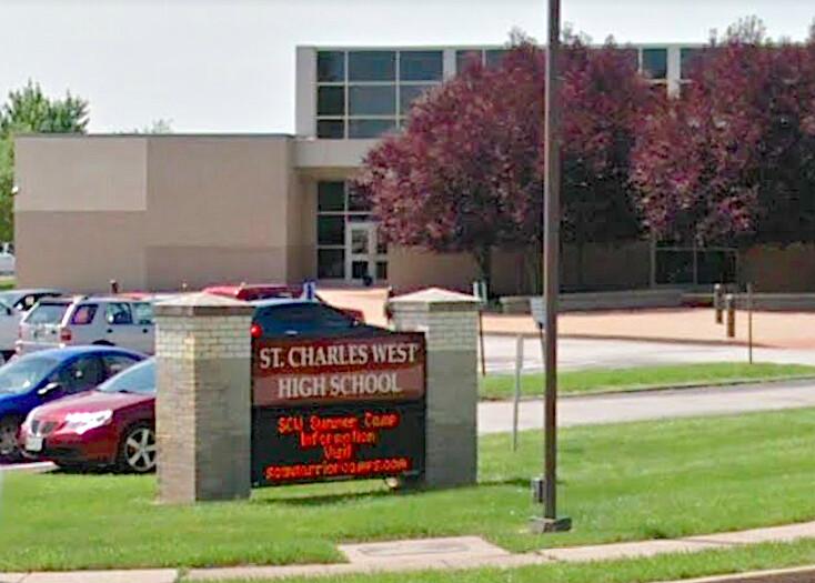 St. Charles West High School, Missouri. (Screenshot/<a href="https://www.google.com/maps/@38.8024512,-90.5320594,3a,15y,170.14h,88.85t/data=!3m6!1e1!3m4!1sn7xgagprw__cTbjAwqGOPg!2e0!7i13312!8i6656">Google Maps</a>)