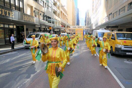 Falun Gong practitioners participating in a rally and parade in the CBD of Sydney, Australia on May 13, 2021. (An Pingya/The Epoch Times)