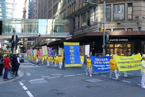 Falun Gong practitioners held a rally and march in Sydney, Australia on May 13, 2021. (An Pingya/The Epoch Times)