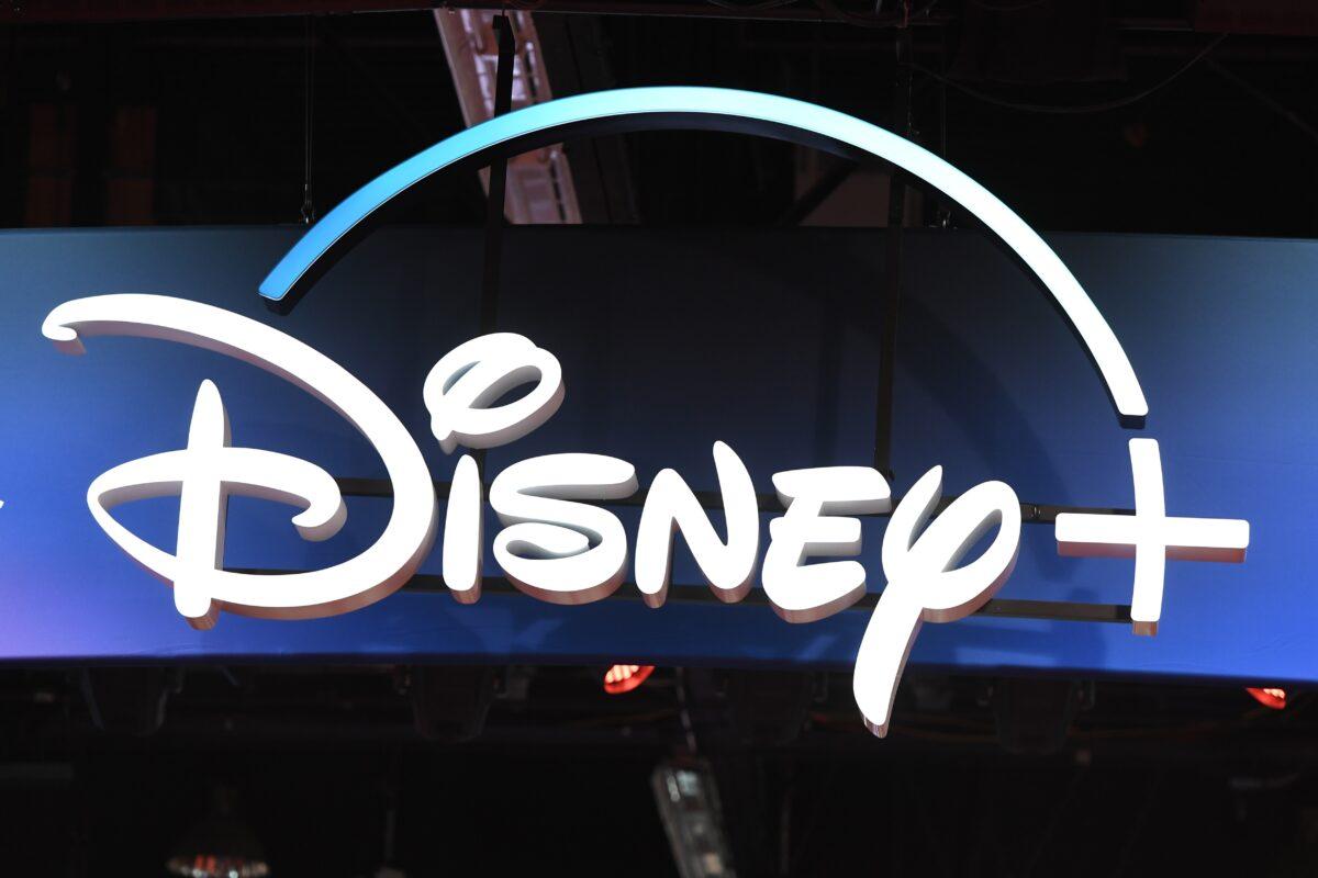  A Disney+ streaming service sign is pictured at the D23 Expo, billed as the "largest Disney fan event in the world," at the Anaheim Convention Center in Anaheim, Calif., on Aug. 23, 2019. (Robyn Beck/AFP via Getty Images)