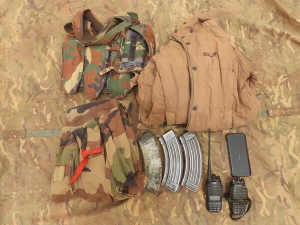 Clothing and weapons seized by UK troops in Mali. (Ministry of Defence/PA)