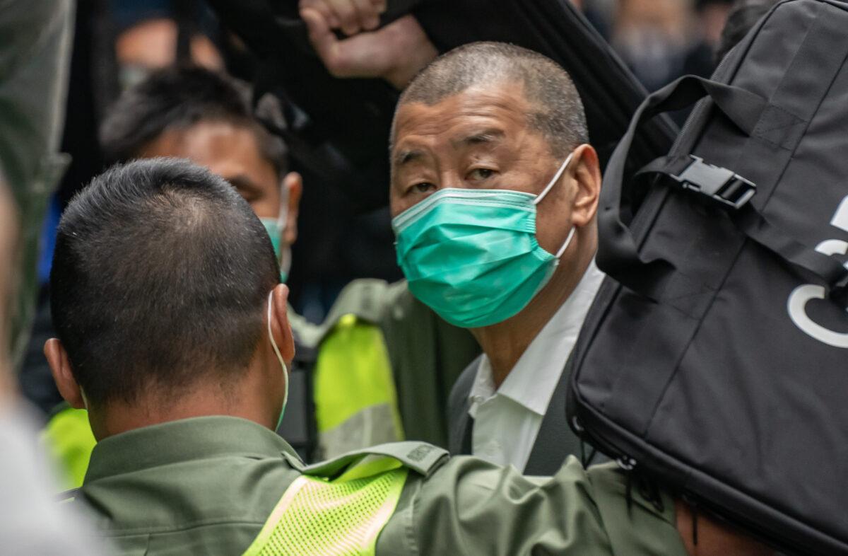 Jimmy Lai, founder of Apple Daily, arrives at the Court of Final Appeal ahead a bail hearing in Hong Kong, China, on Feb. 9, 2021. (Anthony Kwan/Getty Images)