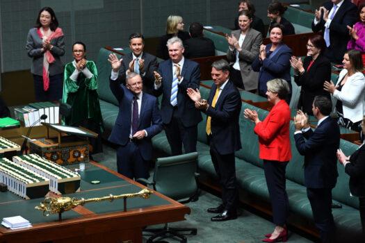 Labor Leader Anthony Albanese delivers his budget in reply speech in the House of Representatives at Parliament House in Canberra, Australia on May 13, 2021. (Sam Mooy/Getty Images)