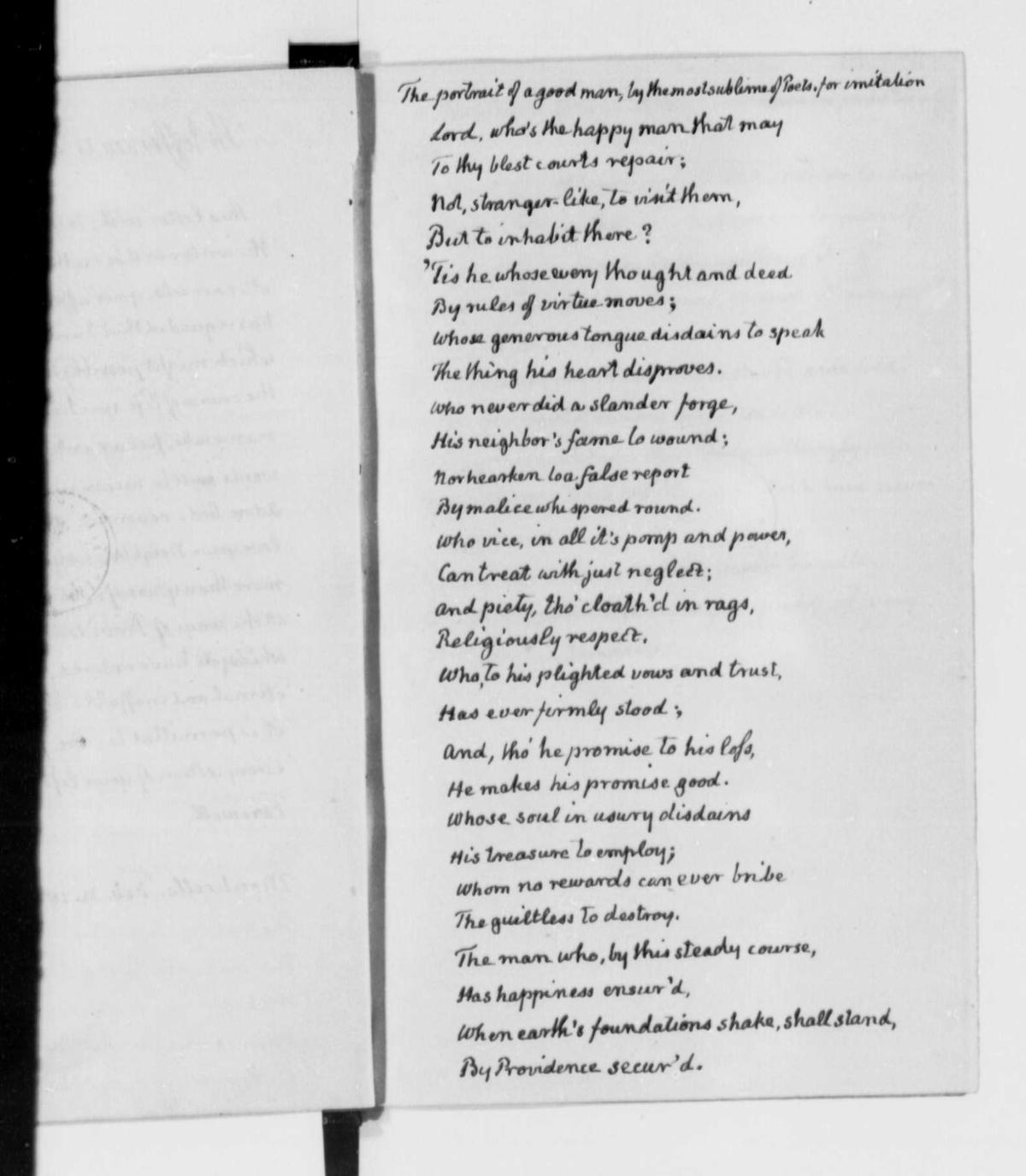 Page 2 of Jefferson's inscriptions featured a poem. (Library of Congress, Manuscript Division)