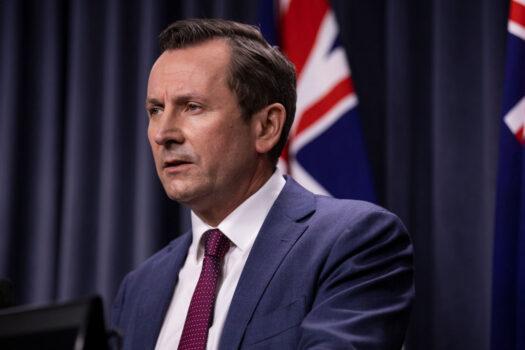 Western Australian Premier Mark McGowan during a press conference in Perth, Australia on Feb. 4, 2021. (Matt Jelonek/Getty Images)