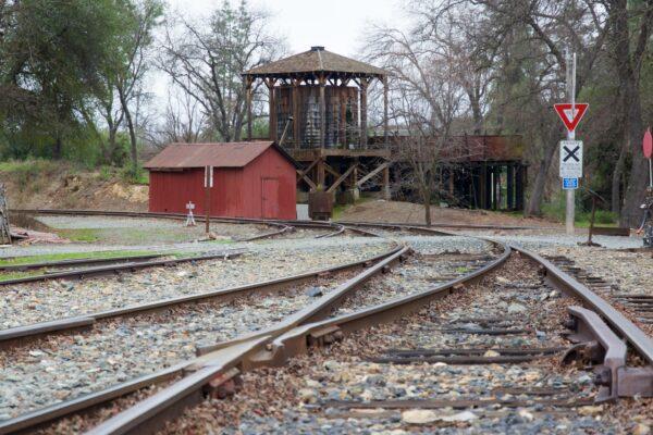 The tracks and water tower are still used today. (Courtesy of Karen Gough)