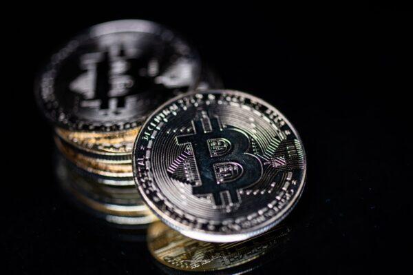 A physical imitation of the Bitcoin crypto currency is seen in Paris, France, on April 26, 2021. (Martin Bureau/AFP via Getty Images)
