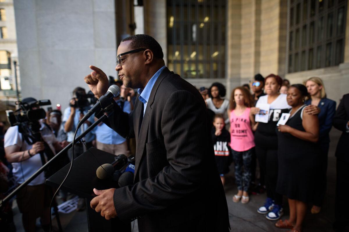 State Rep. Ed Gainey speaks during a protest in Pittsburgh, Pa., on June 26, 2018. (Justin Merriman/Getty Images)