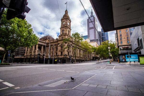 A general view of an empty street in the central business district in Melbourne, Australia, on February 14, 2021. (Wayne Taylor/Getty Images)