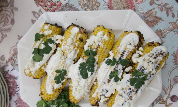 Grilled Corn With Cotija Cream