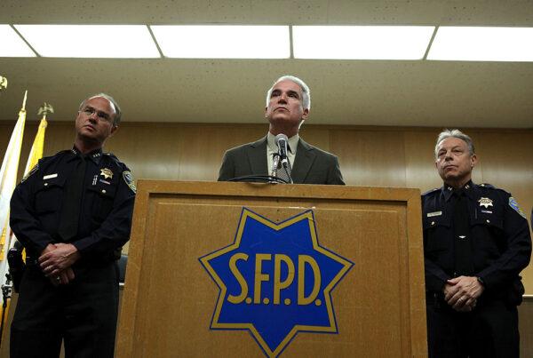 Then-San Francisco Police Chief George Gascón fields a question during a news conference at the Hall of Justice in San Francisco on Aug. 11, 2009. (Justin Sullivan/Getty Images)