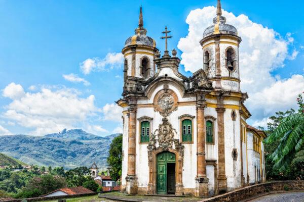 Built in the Baroque style, St. Francis of Assisi Church in Ouro Preto, Brazil, reflects both Portuguese and Brazilian art and architecture. (GTW/Shutterstock)