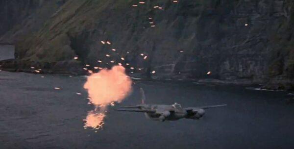 A scene showcasing cinematographer Edward Scaife's work in “633 Squadron.” (United Artists)