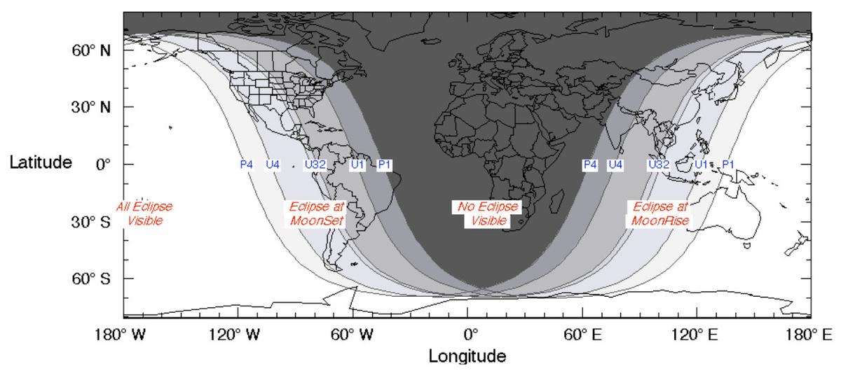 A map illustrates the lunar eclipse visibility on May 26, 2021. (<a href="https://en.wikipedia.org/wiki/File:Visibility_Lunar_Eclipse_2021-05-26.png">NASA</a>)