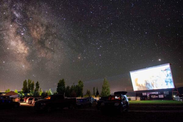 Customers take in a movie at the Spud Drive In in Driggs, Iowa. (Courtesy of Spud Drive In)