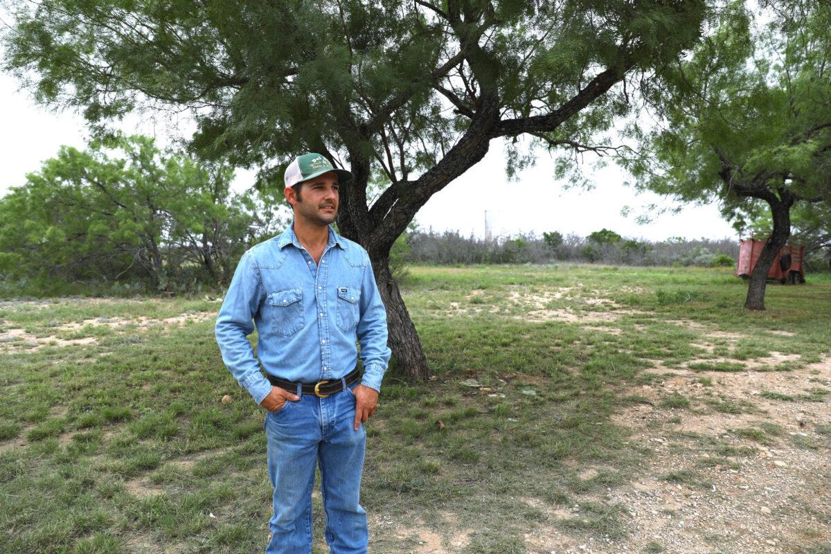 Cole Hill on his ranch in Kinney County, Texas, on May 25, 2021. (Charlotte Cuthbertson/The Epoch Times)
