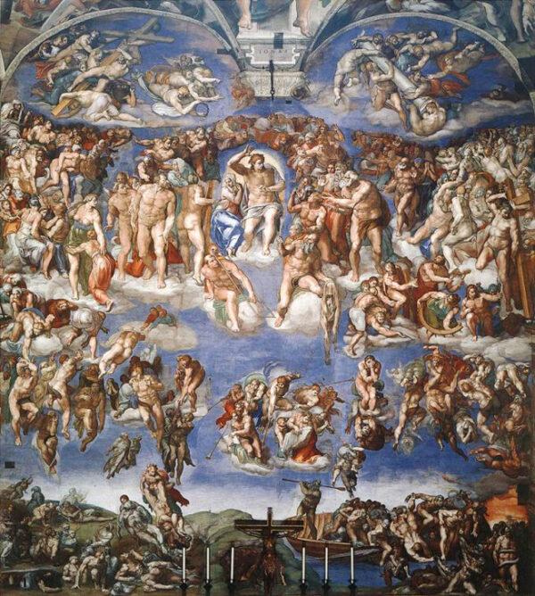 “The Last Judgment,” 1536–1541, by Michelangelo in the Sistine Chapel. (Public Domain)