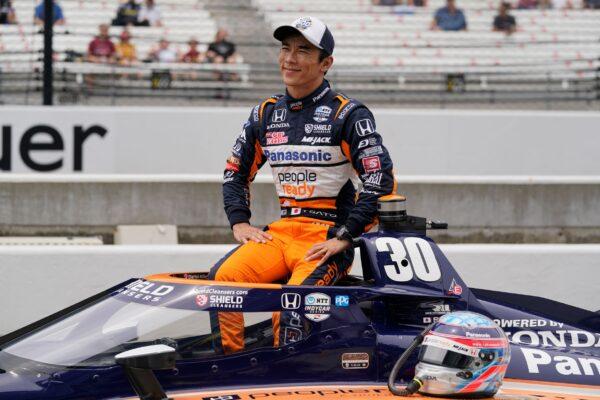 Takuma Sato, of Japan, poses for a photo during qualifications for the Indianapolis 500 auto race at Indianapolis Motor Speedway, in Indianapolis, Ind., on May 22, 2021. (Darron Cummings/AP Photo)