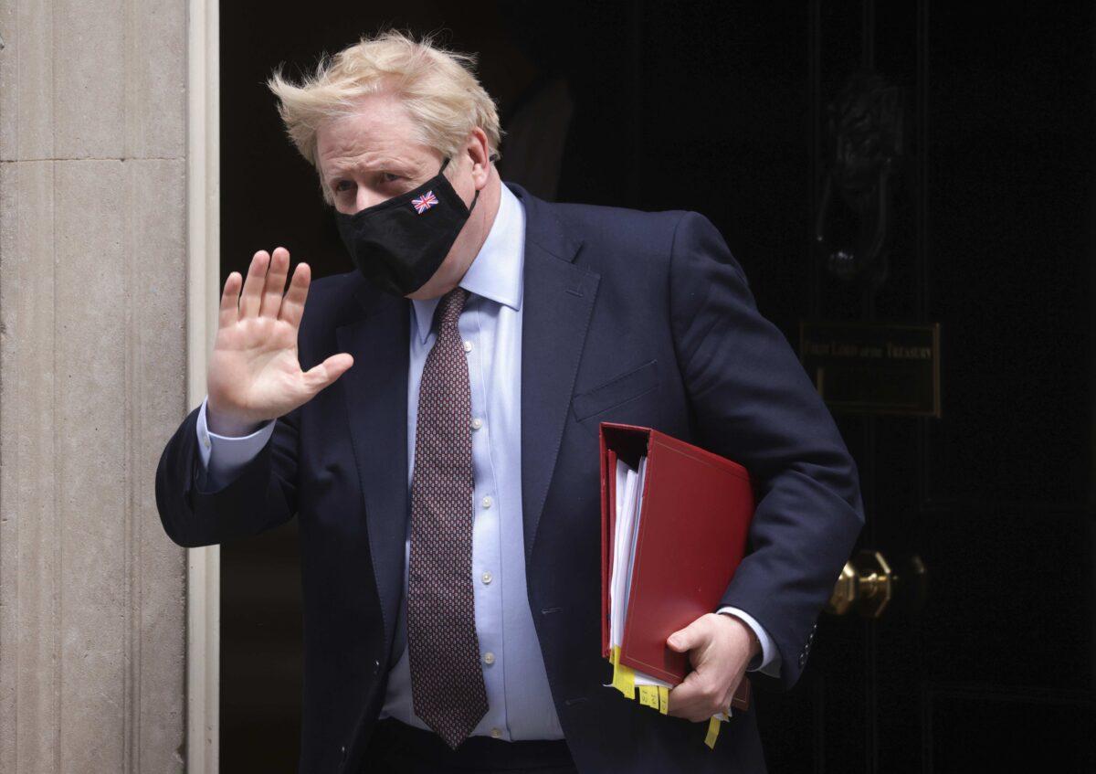 Prime Minister Boris Johnson leaves Number 10 Downing Street for Prime Minister's Questions in London on May 26, 2021. (Dan Kitwood/Getty Images)
