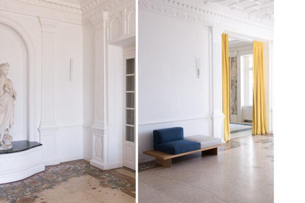 Classical elements blending in with modern furnishings. (Courtesy of Villa Gaby)