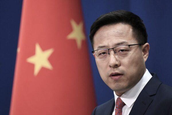 Chinese Foreign Ministry spokesman Zhao Lijian speaks at the daily media briefing in Beijing, China, on April 8, 2020. (Greg Baker/AFP via Getty Images)