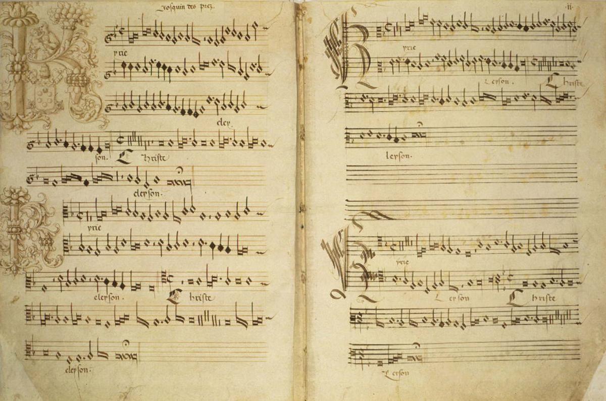 Early 16th century manuscript of Missa de Beata Virgine by Josquin des Prez. (public domain).